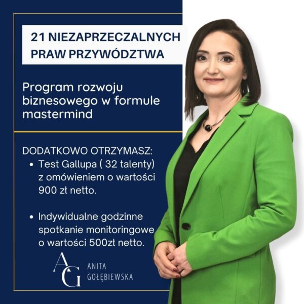 Program rozwoju biznesowego w formule Mastermind z Testem Gallupa ( 32 talenty) z omówieniem oraz Indywidualnym godzinnym spotkaniem monitoringowym